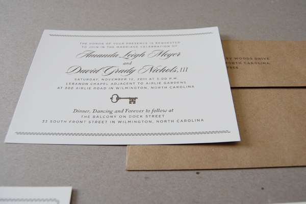 Amanda and Grady Wedding Invitation Closeup